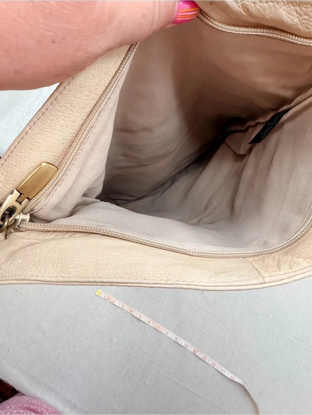 Cream Leather Tassel Crossbody Bag with Adjustable Strap